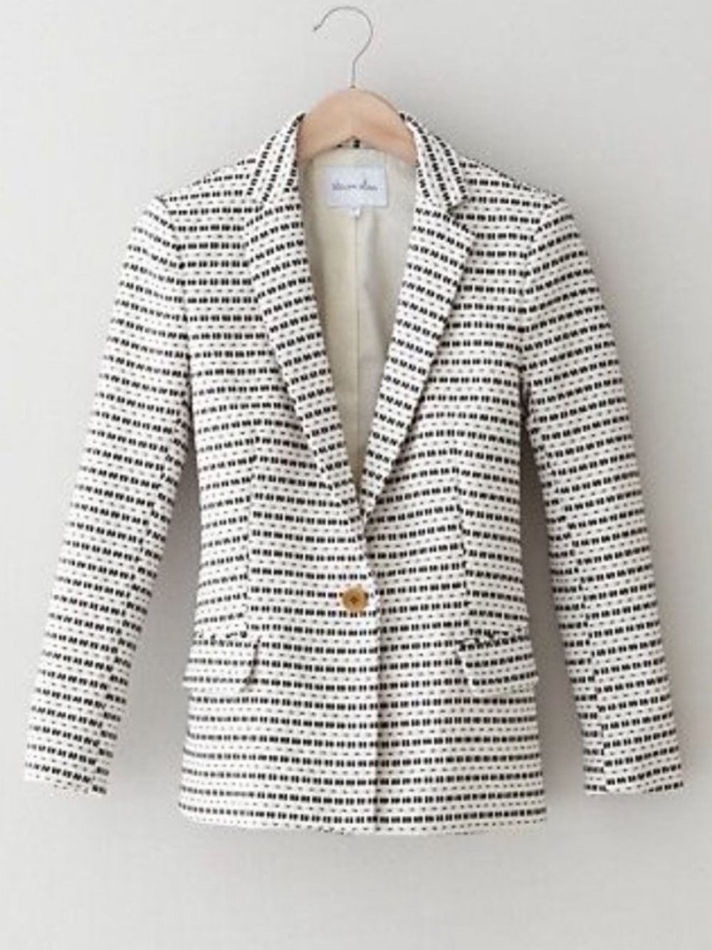Steven Alan Single Button Blazer Woven Texture Black and White Classic Fit US 4